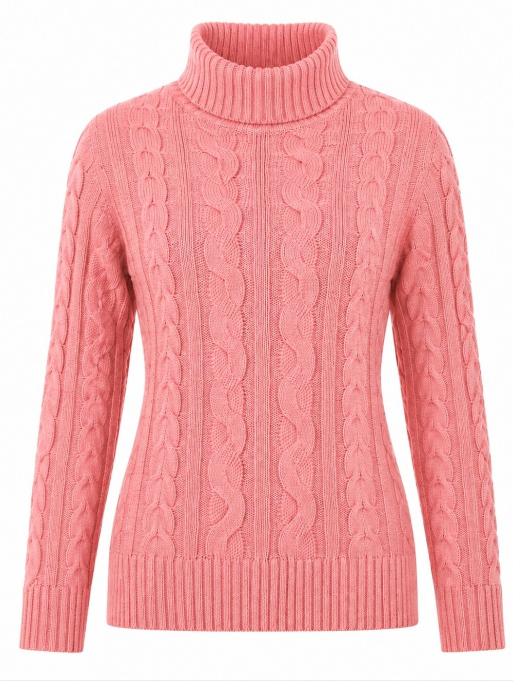 CROFT & BARROW | Peach Cable Knit Fisherman Cotton Blend Turtleneck Sweater | L